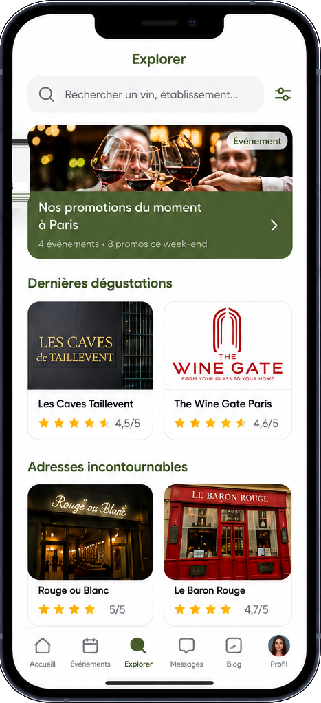 L'application WineShare, écran Explorer